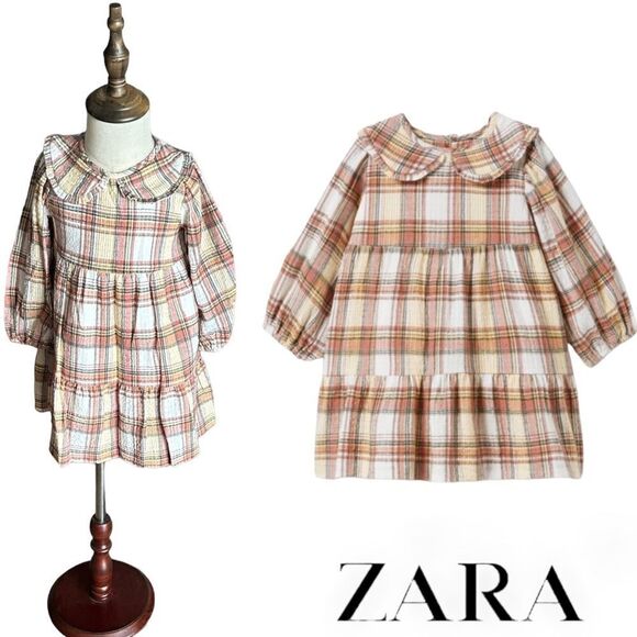 ZARA Kids | Ecru | PLAID DRESS - Picture 1 of 14